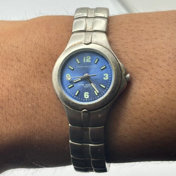 Silver & Blue Gloria Vanderbilt Watch - Picture 1 of 3